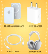 4-in-1 Essentials Combo – AirPods Max, MagSafe Power Bank (10000 mAh), 25W Adapter & Type-C to Type-C Cable