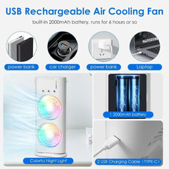 Double Fan Portable AC - 360°Adjustment & USB Powered