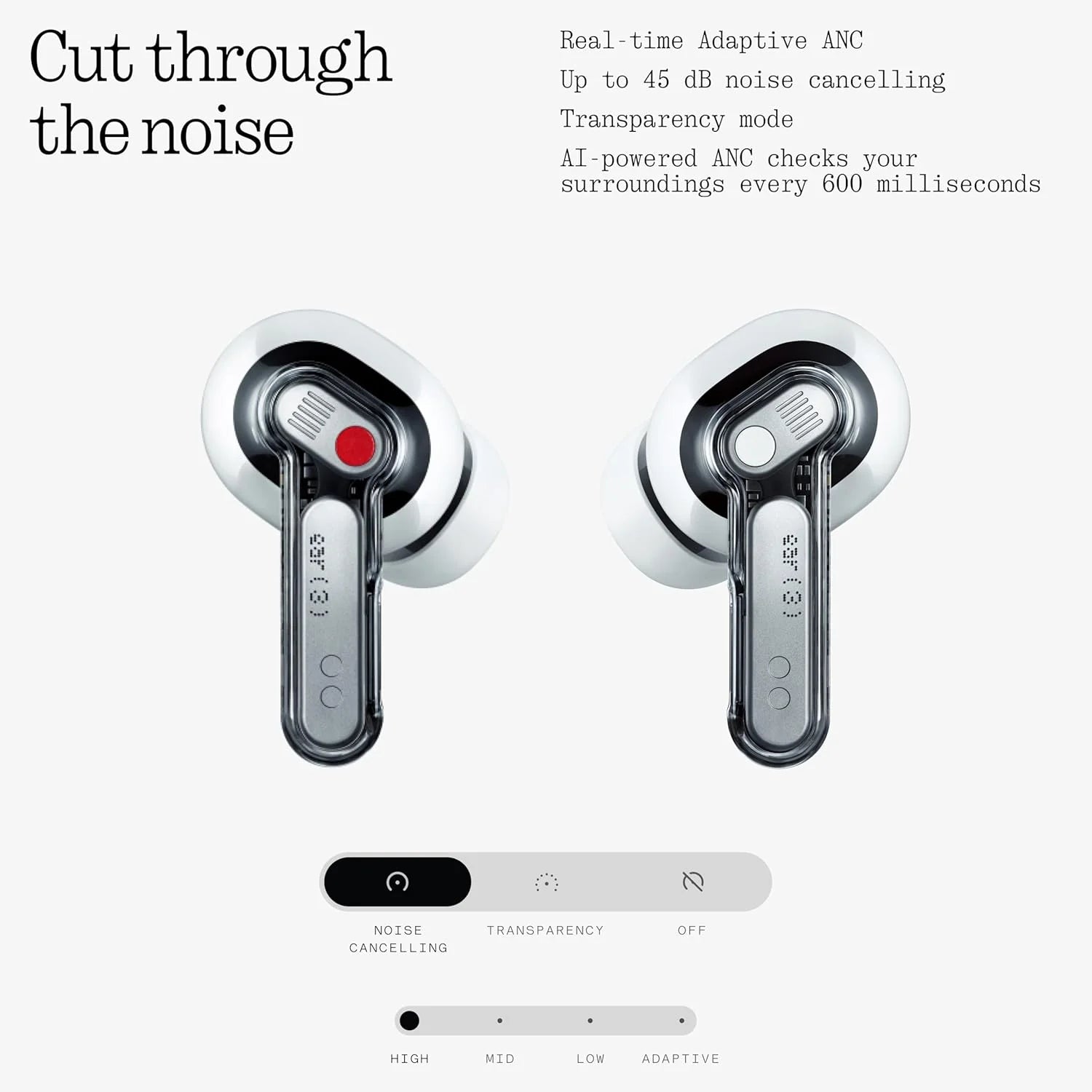 Ear (3) Wireless Earbuds Super Mic 45dB Hybrid Active Noise Cancelling Bluetooth