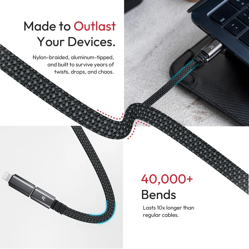 MagLock 4-in-1 Flat Magnetic 240W Fast Charging Cable [1M]
