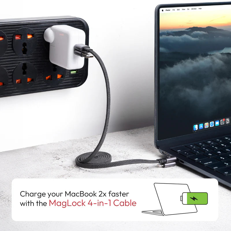MagLock 4-in-1 Flat Magnetic 240W Fast Charging Cable [1M]