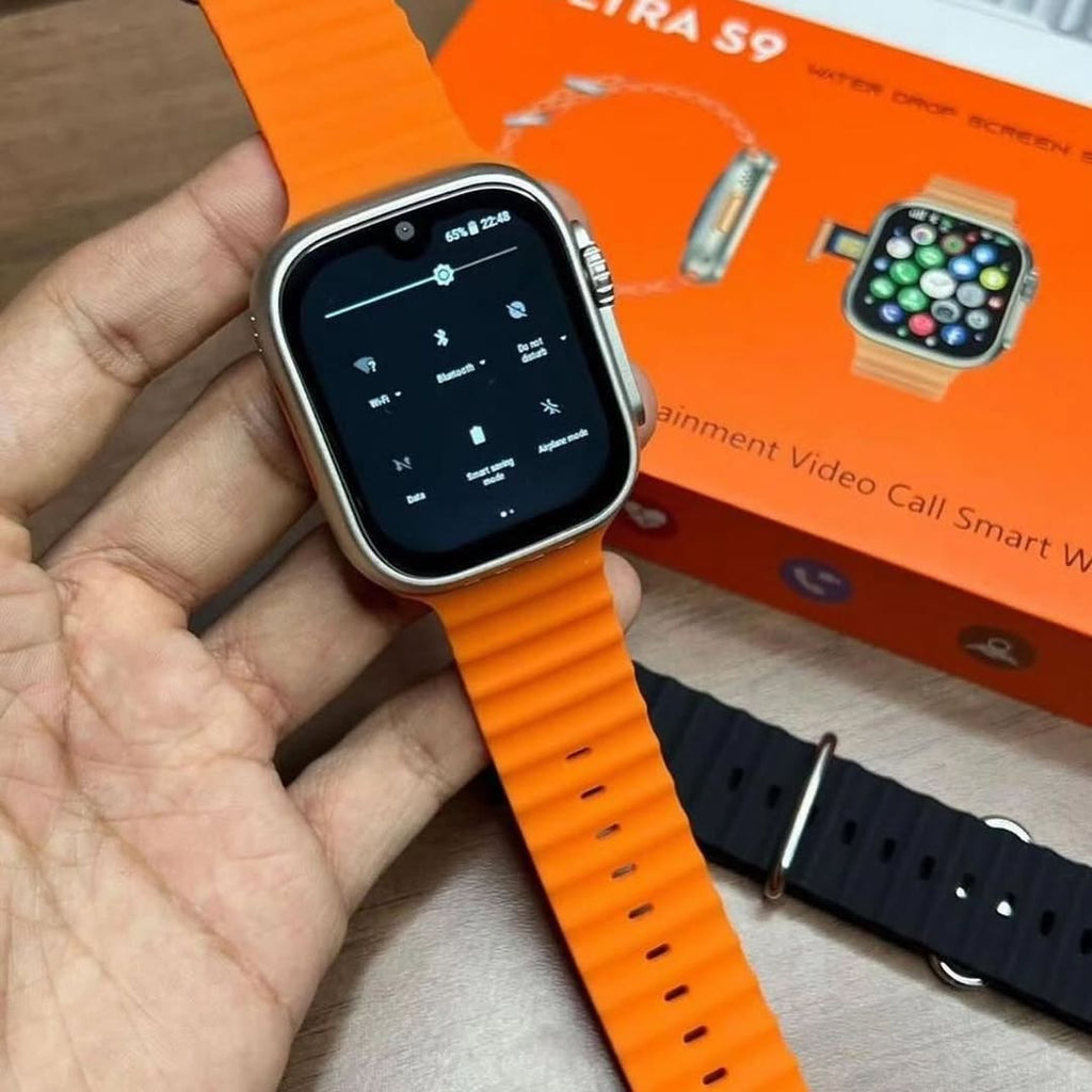 SEHUB Ultra S9 5G Smartwatch with Dual Camera, Video Call, Android OS, SIM Slot Smartwatch (orange, black Strap, 49)