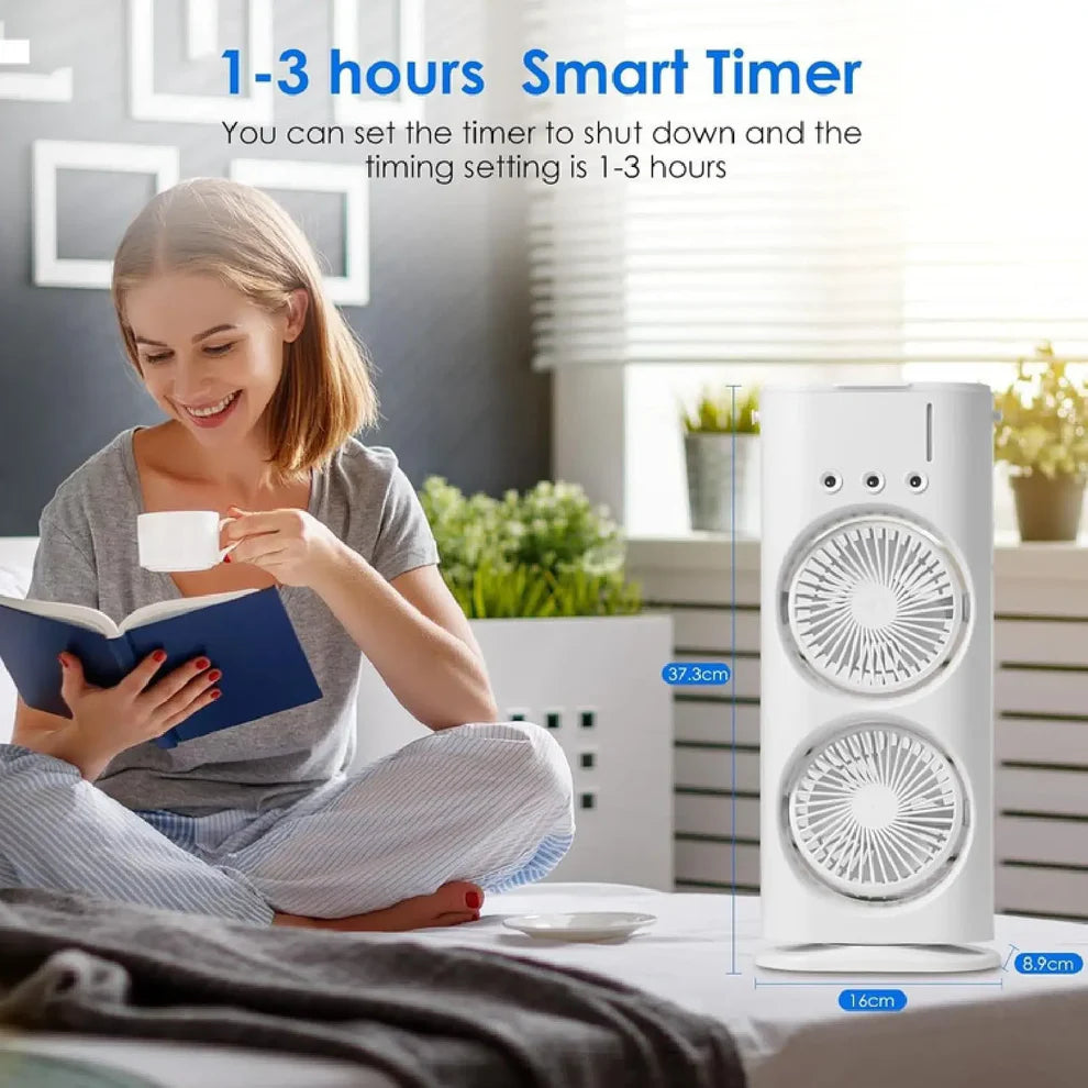 Double Fan Portable AC - 360°Adjustment & USB Powered