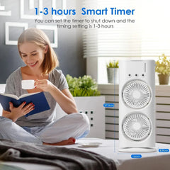 Double Fan Portable AC - 360°Adjustment & USB Powered