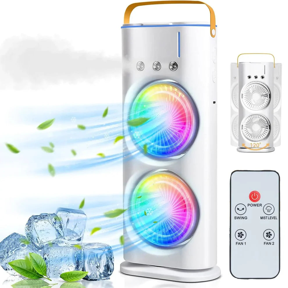 Double Fan Portable AC - 360°Adjustment & USB Powered